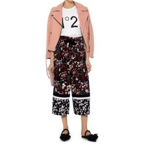 Mother of Pearl Pleated Floral Wide Leg Culottes S